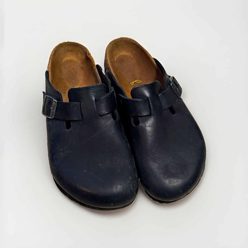 Birkenstock Boston Black Oiled Leather Clogs EU 38